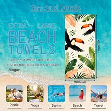 1pc Toucan Tropical Leaf Beach Towel, Super Soft Microfiber Extra Large Beach Blanket, Super Absorbent Bath Towel, Suitable For Travel, Pool, Diving, Surfing, Yoga, Camping, Available In Multiple Sizes, Beach Accessories For Beach, Pool, Travel, Camping, Yoga - Birds - View 30