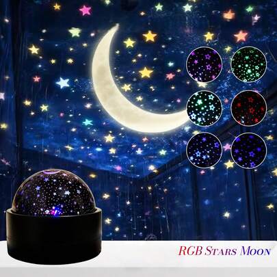 New 16 Color Voice Controlled Color Changing Star And Moon Decorative Lights | USB Plug-In Use | Color Changing Dimming | Starry Sky Lights | Projection Lights | RGB Night Lights | LED Lights | Office Desk Lights | USB Lights | Smart Lights | Atmosphere Decorative Lights | Suitable For Office Bedrooms, Gaming Rooms, Party Rooms, Living Rooms, Bedside Counters, Family Theaters | Christmas Decoration Gifts