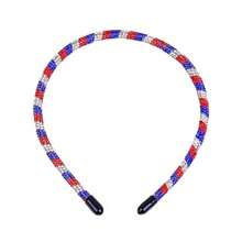 Patriotic Rhinestone Headband 4th Of July Headband Red White Blue Stripes Hair Band For Independence Day Patriotic Holiday Hair Accessories - Red Blue White - View 5