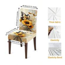 1/2/4/6/30 piezas Fundas de silla de comedor con estampado floral y de girasol, diseño cálido y pastoral con decoración de mariposas, adecuado para mesa de comedor y decoración de habitación, fundas de silla extraíbles y lavables - Multicolor - Ver 7