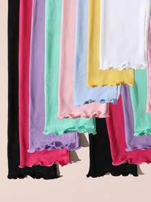 8条/包 女婴甜美可爱荷叶边彩色打底裤，休闲修身裤 - 彩色 - 查看 5