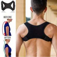 1pc Adjustable Back Posture Corrector, Unisex Adult Student Shoulder Brace For Clavicle Support, Neck, Back And Shoulder Posture Improvement - Black - View 1