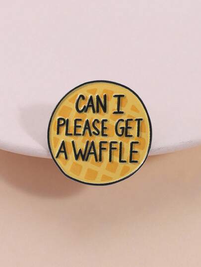 Can I Please Get A Waffle Enamel Pin, Resonating Food Meme Design With Classic Waffle Texture And Gold "CAN I PLEASE GET A WAFFLE" Text, Capturing Polite Yet Meek Ordering Anxiety, Perfect Accessory For Socially Anxious Foodies, Meme Enthusiasts And Breakfast Lovers