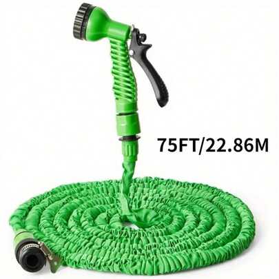 75ft High Pressure Expandable Hose, Large Capacity Design With 7 Adjustable Spray Patterns, Easy Storage, Essential For Home And Garden Cleaning