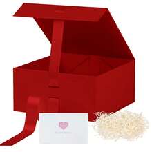 Hộp quà kích thước 9,5" x 7,1" x 4,3" có nắp, ruy băng và khóa nam châm, thích hợp làm quà tặng Ngày của Mẹ, quà cho phù dâu, quà sinh nhật, hộp quà cao cấp. - màu đỏ - Xem 5