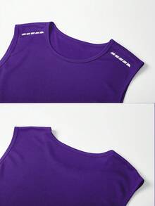 Manfinity Homme Men's Printed Round Neck Casual Loose Fit Tank Top - Purple - View 4