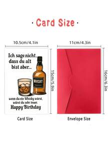 1pc Funny Whiskey-Themed Birthday Card For Adults – Perfect Gift For Whiskey Lovers, Friends, And Family" Envelope + Greeting Card - A - View 2