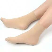 1/5/10/20双装女士薄袜，夏季隐形水晶丝袜，防勾丝，耐穿，防滑，无缝，裸色透明，适合秋季穿着 - 彩色 - 查看 9