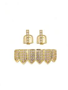 Bộ 2 chiếc răng giả đính đá Zirconia sáng bóng (một răng và sáu răng), phụ kiện hộp đêm, trang sức dự tiệc lễ hội, quà tặng ngày lễ cho cả nam và nữ. - Nhiều màu - Xem 11