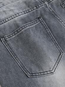 Teenage Boys' Casual Denim Shorts, Versatile Straight-Leg Jeans Shorts With Street Style - Grey - View 8