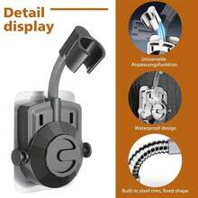 Self Adhesive Shower Head Holder, 360 Degree Rotating Handheld Shower Bar Holder, Non Drilled Handheld Shower Head Clamp, With Hanger (G1/2 ") - Square - View 4