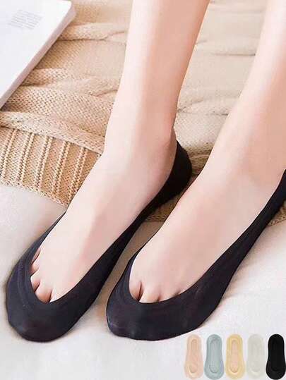 1/5/10 Pairs Of Women's Invisible Breathable Silicone Anti Slip Summer Ultra-Thin High-Quality Comfortable Boat Socks