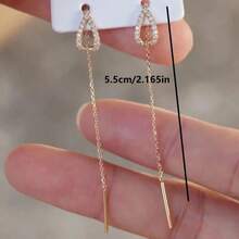 水滴形耳环，长链设计，不对称造型，适合派对和日常佩戴。 - 金色 - 查看 3