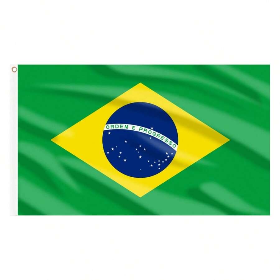 1pc Brazilian Brazil Flag Double Side Printed Hanging Banner Flags With Grommets, Polyester Material, Vivid Color And UV Fade Resistant, Home, Outdoor And Holiday Decoration - Brazil - View 1