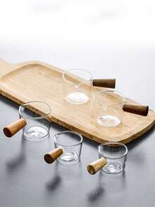 1PC Glass Small Milk Cup & Mini Milk Jug & Japanese Style Coffe Cup With Wooden Handle & Milk Pitcher With Spout For Steak Sauce,Mother's Day Gifts, Women's Day Gifts - Multicolor - View 10