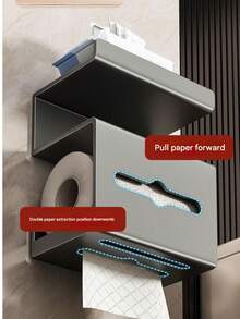 Hộp đựng giấy vệ sinh, Giá đựng giấy vệ sinh không cần khoan, Hộp đựng giấy vệ sinh treo tường, Giá để giấy vệ sinh phòng tắm - Nhiều màu - Xem 5