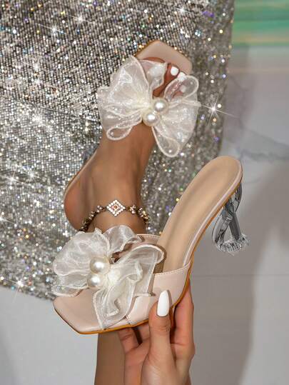 Giày sandal cao gót quai ngang kiểu dáng tối giản thanh lịch dành cho nữ, họa tiết hoa, thích hợp cho những dịp trang trọng như tiệc tùng, đám cưới, kiểu sandal đế bệt gợi cảm và thời trang cho mùa xuân và mùa hè.