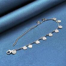 925 Sterling Silver Plated Small Heart Pendant Bracelet, Fashionable Jewelry Gift For Women, Suitable For Engagement, Wedding, Party, Daily Wear, 18+5cm - Silver - View 2