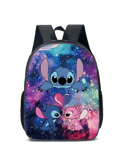 3D Printed Stitch Starry Sky Anime Peripheral Children's Pencil Case, Backpack, Shoulder Bag Three-Piece Set For Back To School Season, Large Capacity Makeup Organizer Makeup Case For Lipstick, Brush, Skincare, Mobile Phone, Coin, Small Items, Multipurpose Use For Gift, Holiday, Halloween, Christmas, Minimalist Large Capacity Backpack Set Of 3