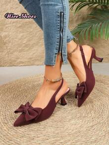 Giày sandal nữ mũi nhọn kiểu dáng mới, gót cao, quai ngang, kín mũi, thời trang, thiết kế gợi cảm, thanh lịch, phù hợp cho những dịp đặc biệt, thoải mái khi mang, thích hợp cho các bữa tiệc hoặc sự kiện. - Màu Đỏ Sâu - Xem 7