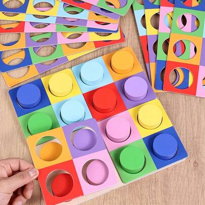 新品上市 颜色图案匹配逻辑游戏 | STEM 教育蒙特梭利玩具，促进认知发展、问题解决和空间推理能力 | 便携式设计，适合居家、教室和外出游玩 | 耐用材质 | 送给孩子和拼图爱好者的完美礼物 | 提升专注力、记忆力和批判性思维能力 | 互动式家庭游戏，带来数小时欢乐时光 | 简单易学