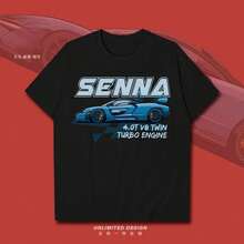 McLarens Sennas Tribute To The Car God Ultra Car Print Graphic Tshirt Men's And Women's Short Sleeve Breathable Motorcycle T-Shirt - 黑色 - 查看 1