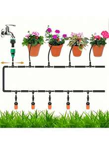 花园灌溉系统滴灌套件，带可调节喷嘴滴灌软管，节水型自动灌溉套件，适用于花园温室、花园草坪 - 灌溉套裝 - 查看 5