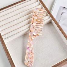 1件醋酸纖維寬齒解結梳 18cm 含手柄，便攜式美髮造型工具，適用於所有髮型，髮飾配件 - 彩色 - 查看 8