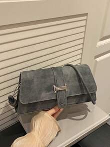 2026新款中国风法棍包，2025秋冬优雅通勤斜挎单肩腋下包 - 灰色 - 查看 9