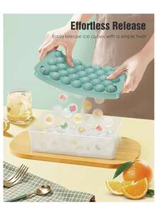 1 st. 33-håls blå isbollsform med lock, kylskåpsisform för att göra cocktaildrycksfrysta bollar - Visa 10