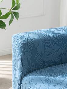 1pc 3D Sofa Cover, Multi-Functional Full Coverage Sofa Slipcover, Solid Color Leaf Pattern Design, Protective Sofa Cover, Holiday Decor, High Elasticity Full Wrap One-Piece Sofa Cover, Comes With 1 Pillow Case - Blue - View 6