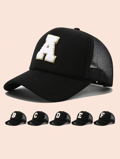 1pc Black Letter Print Baseball Cap, Children Unisex Sun Hat For Outdoor Activities And Daily Wear, UV Protection