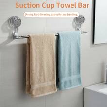 90/120cm Suction Cup Towel Rack, Bathroom Extendable Towel Bar Holder, Drill-Free Washroom Towel Storage Hanger - Transparent Gray - View 2