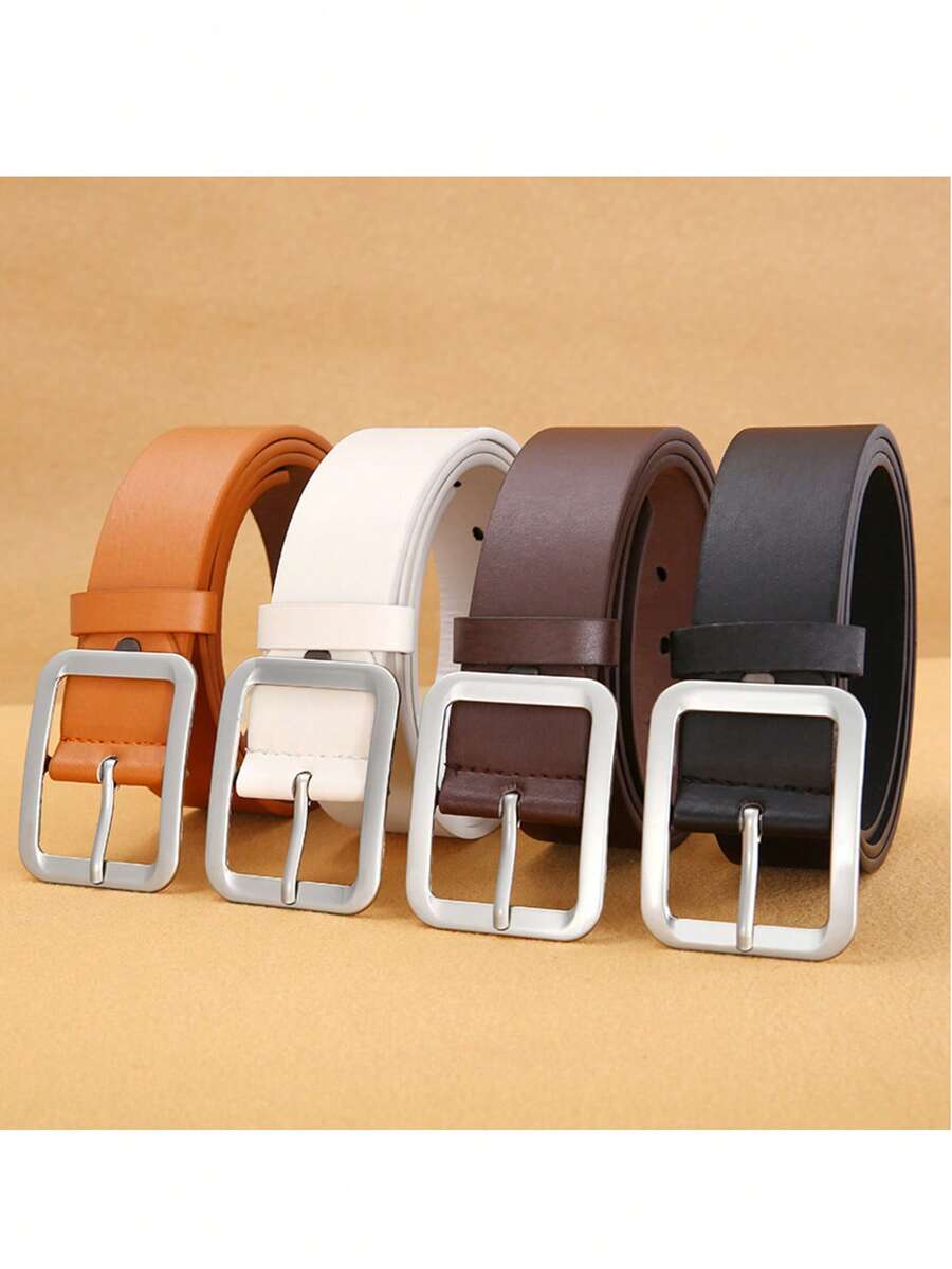1条女士PU腰带，方形扣，日常穿着，可搭配裤子和裙子，适合万圣节、夏季、上学、秋季等场合。