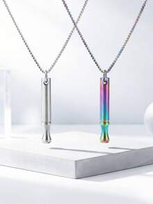 1件 幻彩紫色尖头冥想呼吸项链 - 男士减压饰品，舒缓心灵的礼物，耐用透明心理饰品，简约链条设计，抛光表面（款式随机发货） - 彩色 - 查看 5