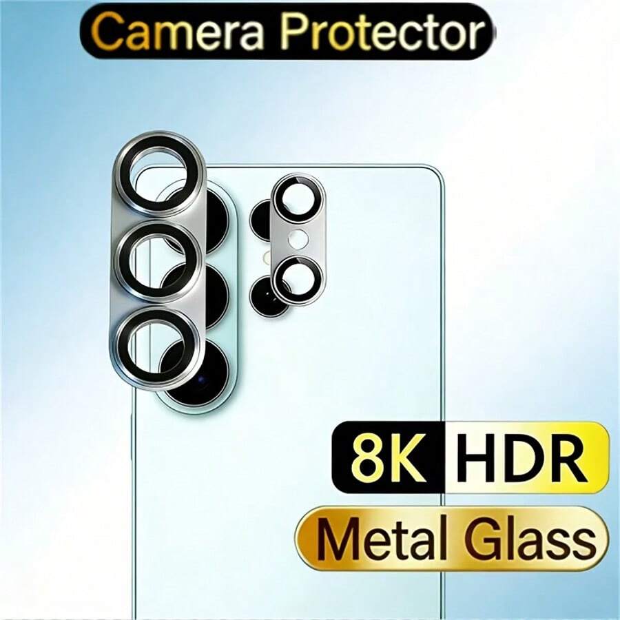 Galaxy S26/S26 Ultra/S26 Plus Rear Camera Metal Frame Tempered Glass Protective Case, Anti-Scratch, Bubble-Free, Full Coverage, High Definition - Black - View 1