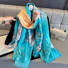 1 chiếc khăn choàng nữ thời trang màu trơn, nhẹ, chất liệu polyester thanh lịch, thích hợp cho các hoạt động ngoài trời và bãi biển. - Hồng - Xem 3