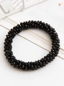 1 chiếc vòng tay và dây buộc tóc đính hạt pha lê nhân tạo, unisex, kích thước 5.5-8 inch, thích hợp đeo hàng ngày, làm quà tặng ngày lễ, phụ kiện thời trang. - đính cườm - Xem 1