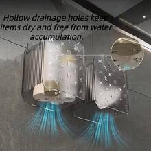 1pc Toothpaste & Toothbrush Holder, Wallmount Bathroom Organizer Rack For Towels, Toiletries, Home Decor, Autumn Decoration - Grey - View 3
