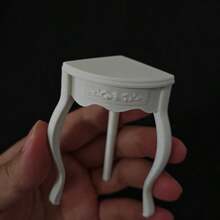SHAMLESS 1:12 Scale Mini Triangular Corner Decor Table, Realistic Plastic Small Furniture Collectible, Mini Curved Leg Retro Victorian Style Side Table, DIY Craft, Holiday/Birthday Creative Gift, Home/Office Desktop Decor - Triangle Corner Table - View 12