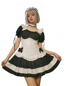 Bộ trang phục Lolita đen trắng mềm mại dành cho bé gái, váy Lolita dễ thương để hóa trang, phù hợp cho các bữa tiệc, chụp ảnh, mặc hàng ngày của các bạn gái - Bao gồm mũ đội đầu, vòng cổ, vòng tay và vòng chân. - Nhiều màu - Xem 7