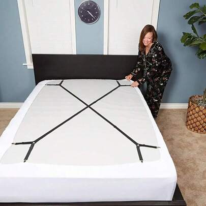 2pcs Adjustable Bed Sheet Quilt Fixer Tablecloth Sofa Cover Bed Sheet Clip Tent Metal Fixing Bed Sheet Clamp, Triangle Elastic Mattress Cover Fastener