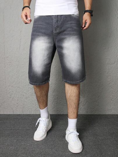 Quần short denim thường ngày cho nam thiếu niên, quần short jeans ống đứng đa năng mang phong cách đường phố.