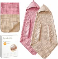 Muslin Bath Towel Toddler , 36x36 Inch% Muslin Cotton Hooded Bath Towel And Washcloths Babies, Infant And Kids, Soft And Absorbent Newborn Essential - Pink and 1pcs - View 6