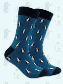 1双/6双装男士动物图案中筒袜，动物纹样袜子，适合日常穿着 - 彩色 - 查看 4