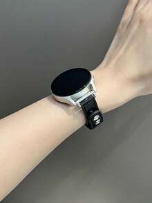 Dây đeo đồng hồ bằng da thật mỏng, phù hợp với mặt đồng hồ 18mm, 20mm và 22mm, tương thích với Samsung Watch4/5/6/7, GT6/GT5/GT4/GT3, đồng hồ thông minh, món quà lý tưởng cho mùa tựu trường. - màu đen - Xem 3