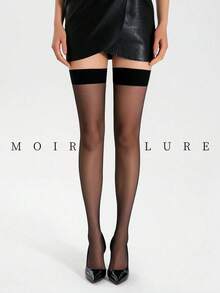 1 Pair Over-The-Knee Socks Suitable For Commuting, Nightclub, And Various Outfit Needs - Black - View 2