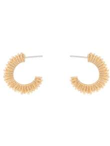 1pc Textured C-Shape Earrings, Fashionable Geometric C-Shape Earrings, Versatile Daily Wear - Multicolor - View 2