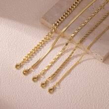 Plus Size Gold Ankle Bracelets For Women Big Ankles, Adjustable Ankle 14K  Plated Cuban Link Chain  Snake Herringbone Extra Large Anklet Bracelets,Summer Beach Foot Jewelry 10-12inch - 10+2吋點陣 - 查看 7