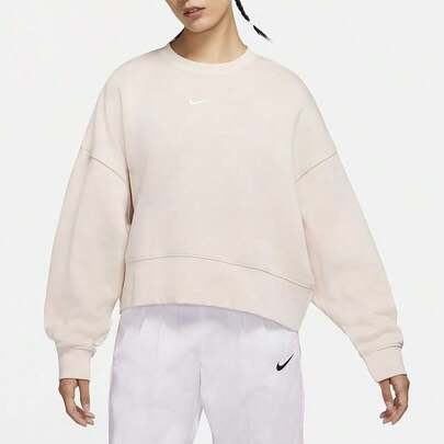  Sudadera de manga larga con cuello redondo y bordado de punto para mujer de la colección Nike Sportswear Essentials